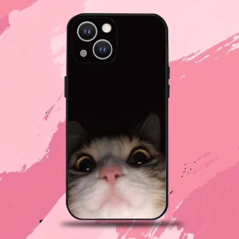 Cat Memes Phone Case For iPhone 16,15,14,13,12,11 Plus,Pro Max,XS,X,XR,SE,Mini,8,7,Soft Silicone Black Cover