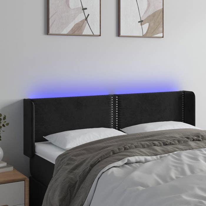 VidaXL Tête de Lit à LED Meuble de Chambre à Coucher Accessoire de Lit Double Tête de Cadre de Lit Intérieur Noir 3123146