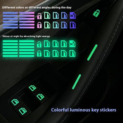 Glow-in-the-Dark Waterproof Fluorescent Stickers for Car Interior Functional Key Switch Buttons - Wear-Resistant Vehicle Window