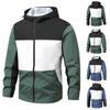 Men's Casual Color-blocked Sports Outdoor Jacket, Men's Windproof Breathable Hooded Zipper Jacket