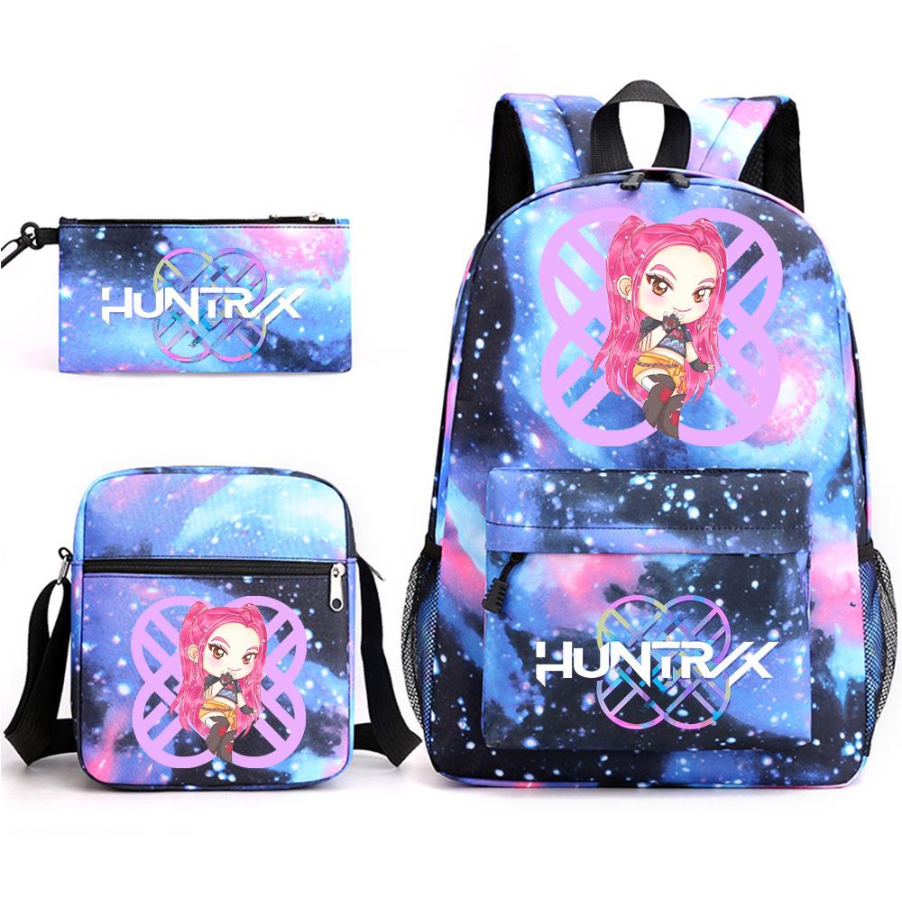 3Pcs/set Backpack with Shoulder Bag Pencil Case for Teenager Student Boy Girl School Bag Anime Printed Large Capacity Waterproof Bookbag Kid Gift