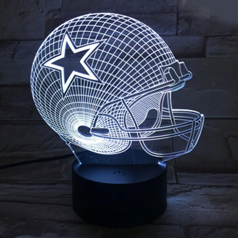 Rugby Cap Pattern 3d Led Night Light With Touch Control For Home Decor Gift