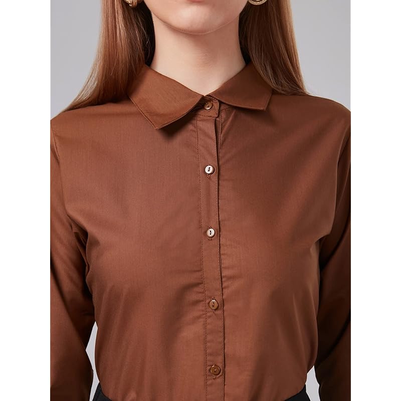 

Style Quotient Women Solid Camel Polycotton Regular Formal Shirt XS коричневый