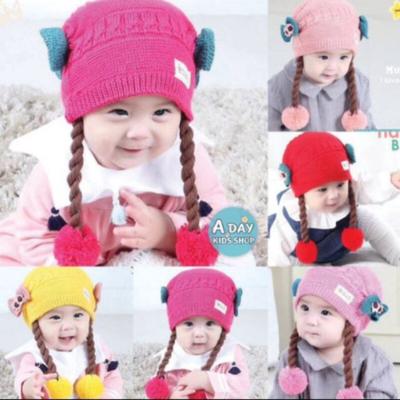 for Kids Baby 0-6T WARMSHOP Toddler Girls Boys Knitted Pompon Hat with Earflaps Warm Cuff Winter Bear Caps with Chin Strap