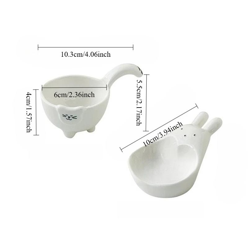 Ceramic Cute Cat Seasoning Board Sushi Soaking Bowl Dipping Handle Sauce Board Snack Board Kitchen Serving