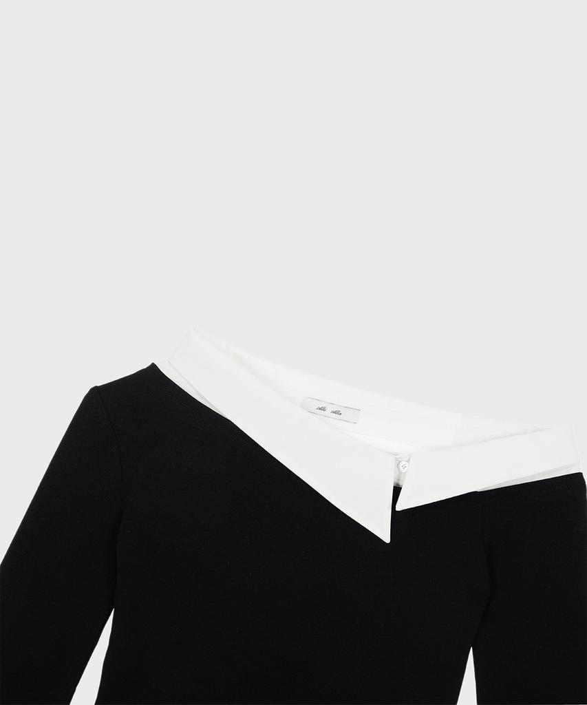 Alkialka One-Shoulder Layered Top (Black)