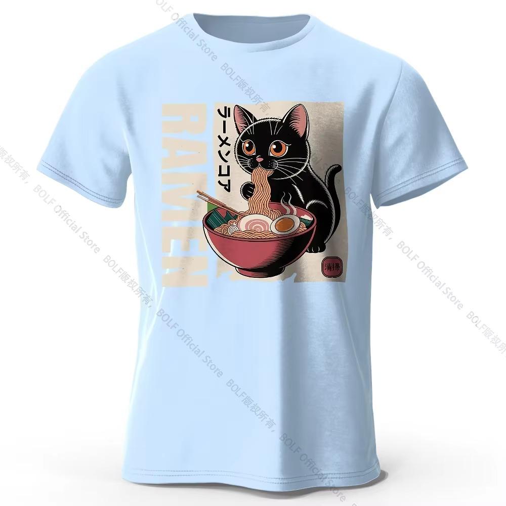 Men's Ramen Printed T-Shirt 100% Cotton Oversized Japanese Graphic Tees for Women Summer Tops Noodle Streetwear
