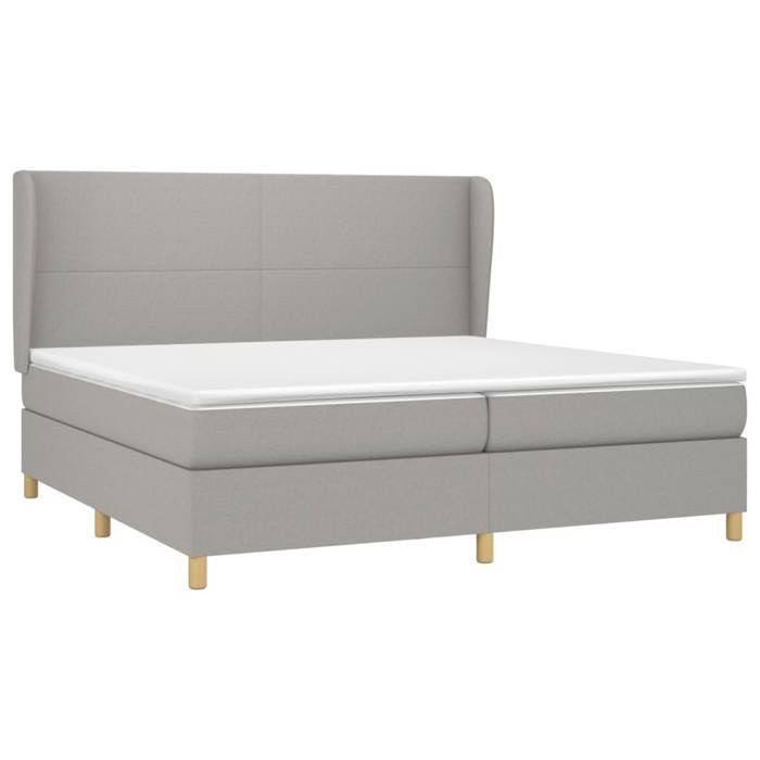 3128389 vidaXL Lit à sommier tapissier avec matelas Gris clair 200x200cm Tissu