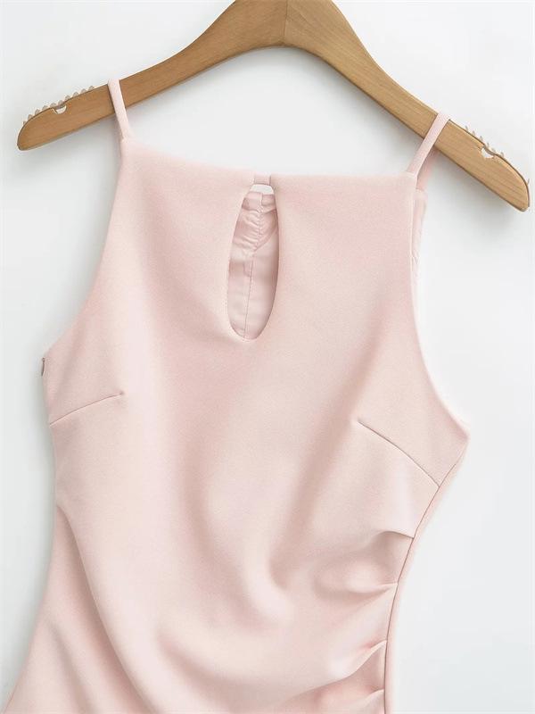 Retro Slim Off-the-Shoulder Pleated Bodycon Mini Dress