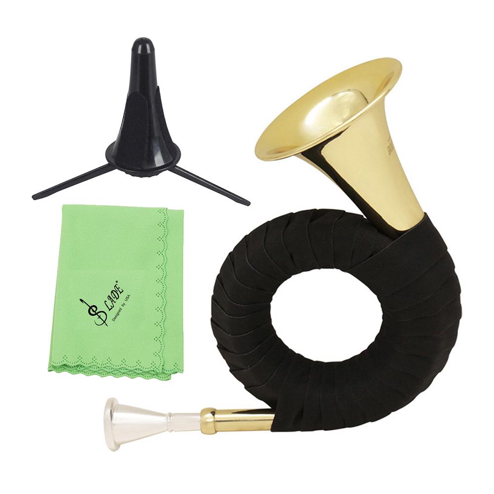 LADE Bb Brass Hunting Horn with Carry Bag Stand Cleaning Cloth