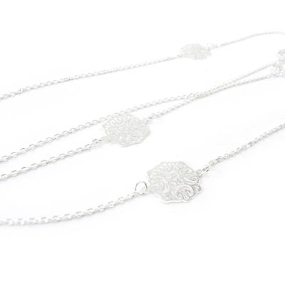 [I1144] - Silver Necklace 'Choreography' White