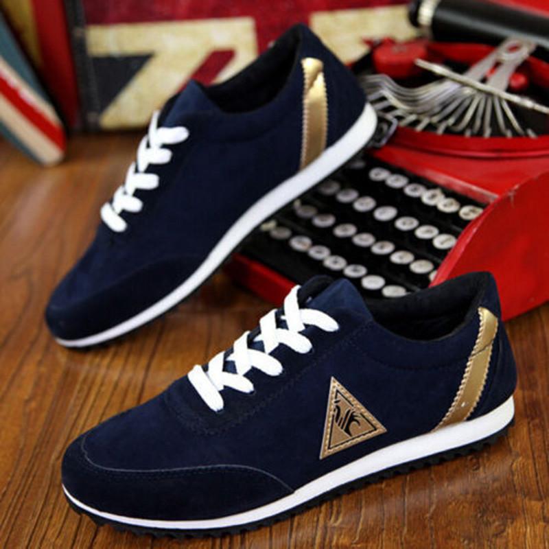 Stylish Men's Leather Suede Lace-up Sneakers Breathable Non-slip