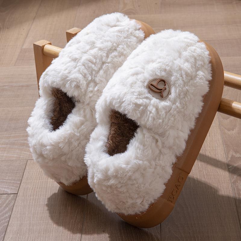 

Root cotton slippers men and women couples home indoor warm thick bottom non-slip men s fluffy slippers winter 36-37