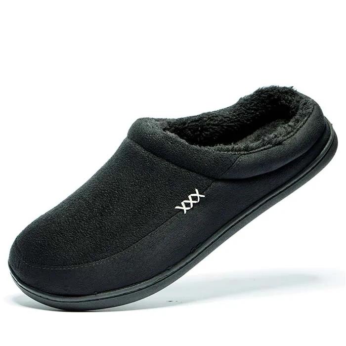 Men Winter Warm Fur Slippers House Non-Slip Soft Shoes Men Comfort Flat Heel Slides Home Indoor Bedroom Zapatillas Casa Mujer