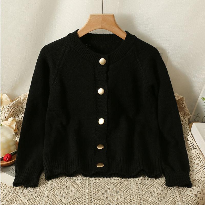 Cardigan in Maglia Autunnale Girocollo Monopetto da Donna Capispalla Invernali Manica Lunga Lento Aderente Maglioni da Donna Giacca Vintage Elegante Maglieria 25032