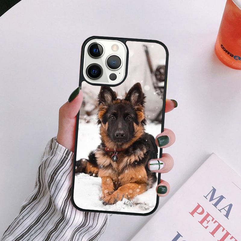 Cartoon German Shepherd Dog Phone Case For iPhone 17 Air 16 15 14 13 12 11 Pro Max Plus Max Cover Shell Coque