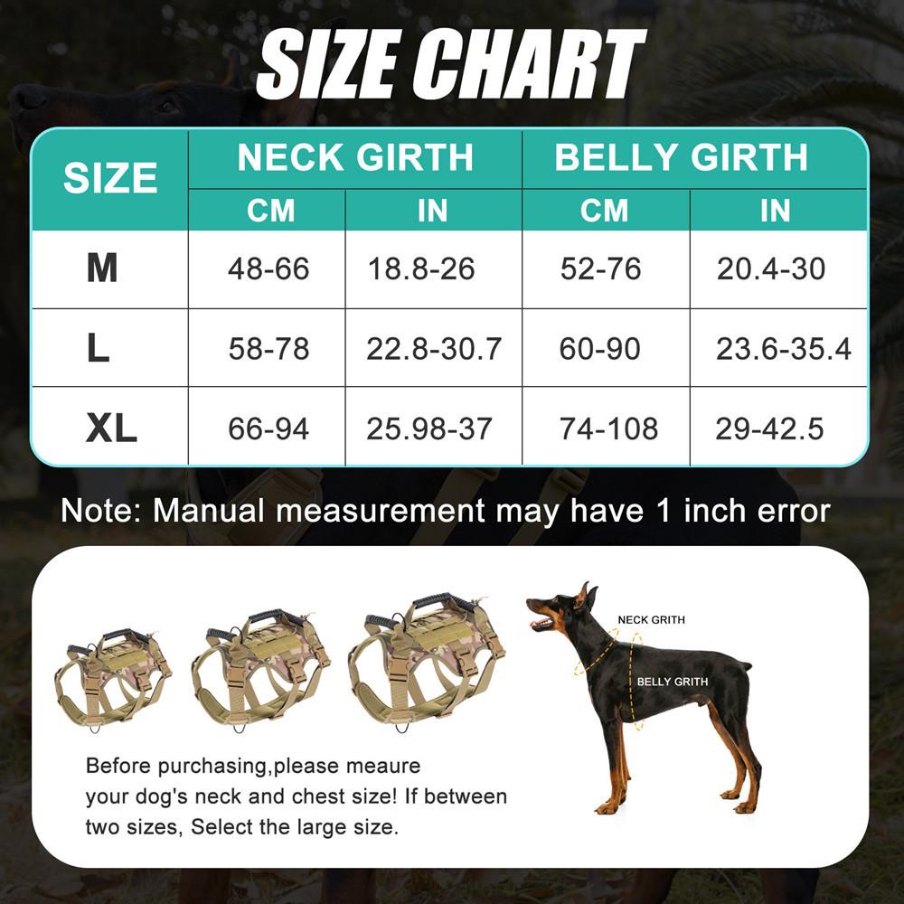 Tactical Dog Harness for Large Dogs, Adjustable Reflective Military Shepherd Big Size Dog Vest for Walking, Training, Hunting