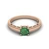 925 Sterling Silver Rose Vermeil 0.50 Cts Round Emerald Solitaire Beaded Shank Anniversary Women Ring