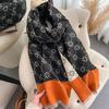 New simple high-speed jacquard machine strip imitation cashmere scarf women's short fringed premium gray shawl
