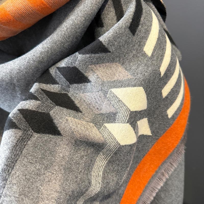 Autumn And Winter Versatile Plaid Double-Sided Warm Imitation Cashmere Scarf Women'S Air Conditioner Shawl With Imitation Cashmere Scarf