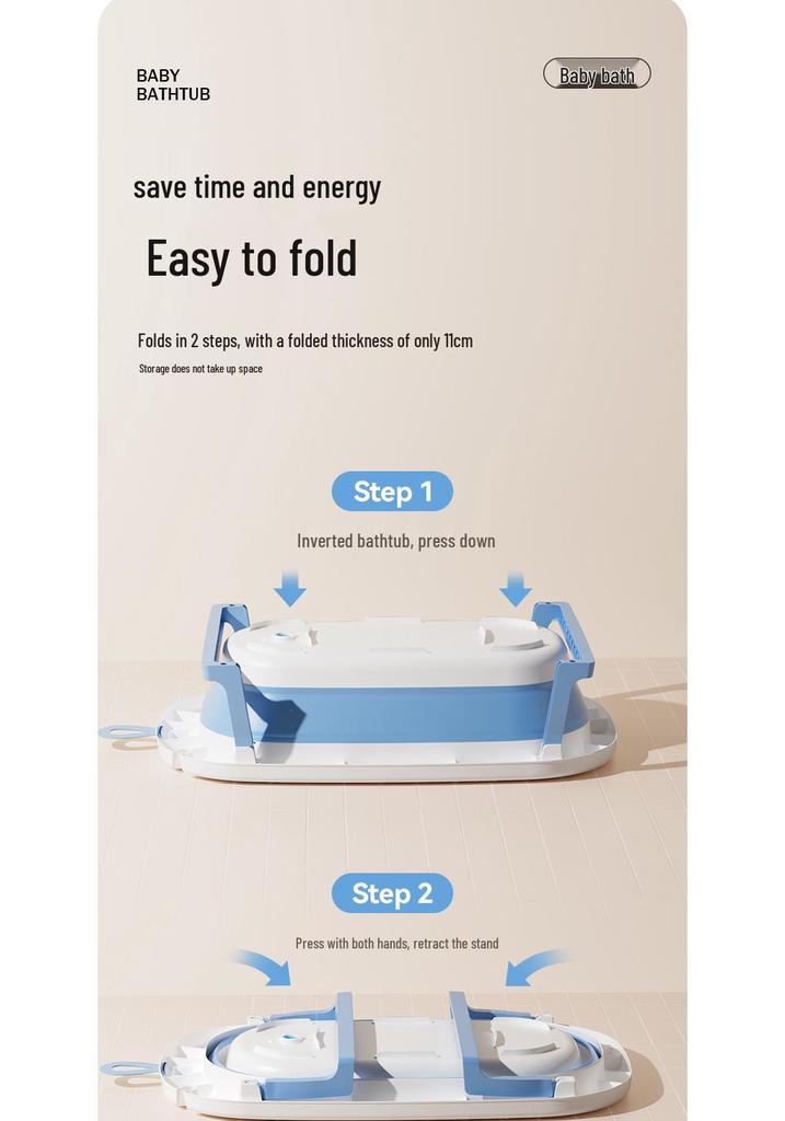Foldable Baby Bathtub - Large, Sit or Lie for Kids, Newborn Bath Essentials for Home Use