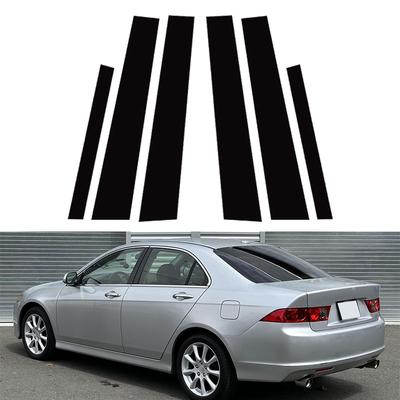 6 Peças Preto Brilhante Coluna da Porta e Janela do Carro BC Capa de Acabamento da Coluna Adesivo de Material PC Ajuste Para Acura TSX 2004-2008
