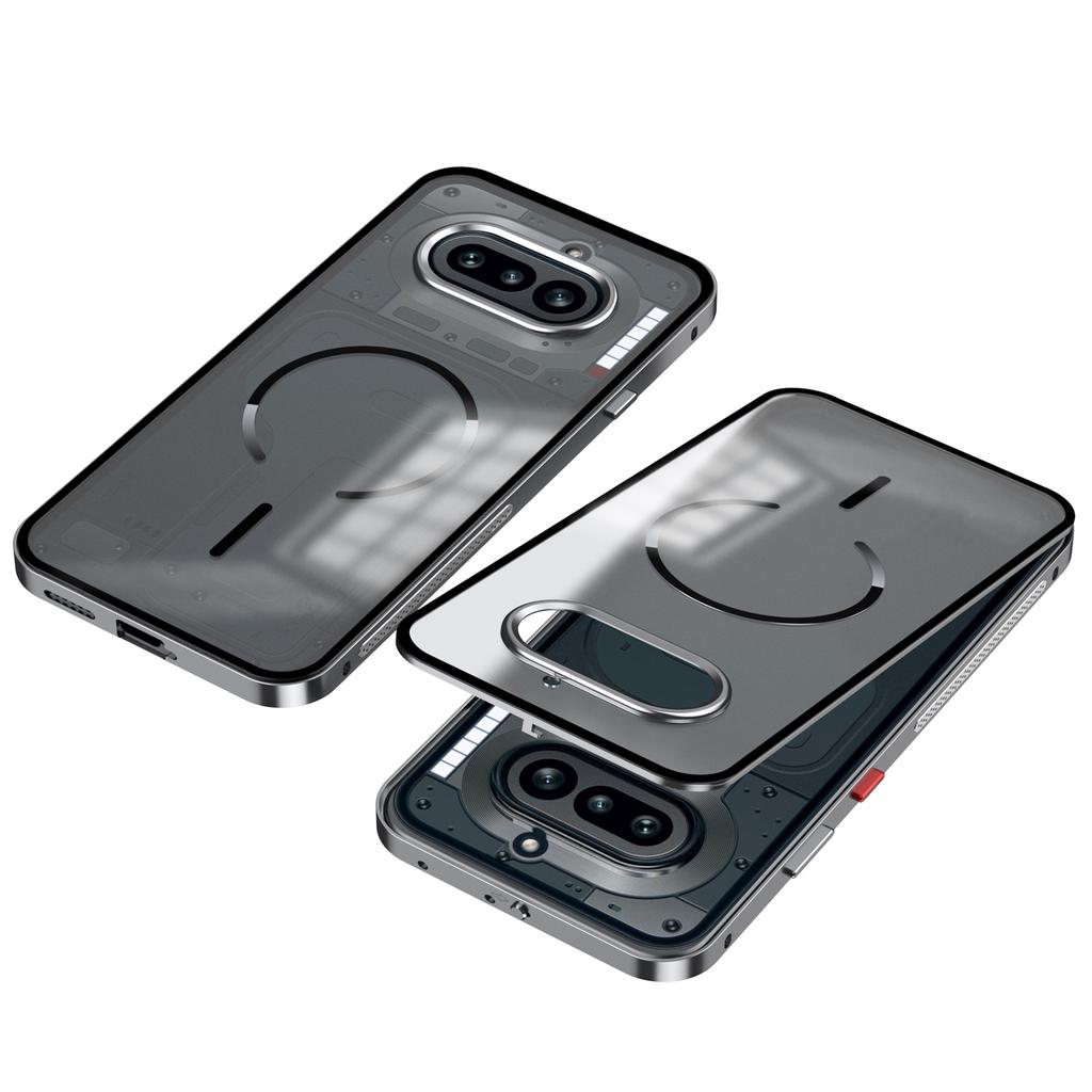 Coque Pour Nothing Phone 4A Pro Phone 4A Alliage d'Aluminium Cadre Métallique Pare-chocs Acrylique Givré Cover de Recharge Sans Fil Magsafe
