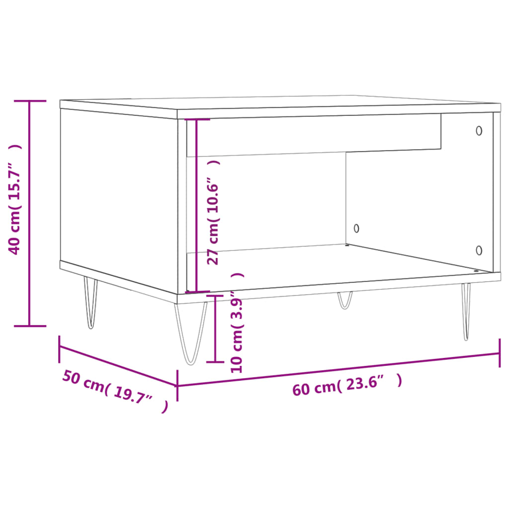 Coffee Table Sonoma Oak 60x50x40 Cm Wood Based Material