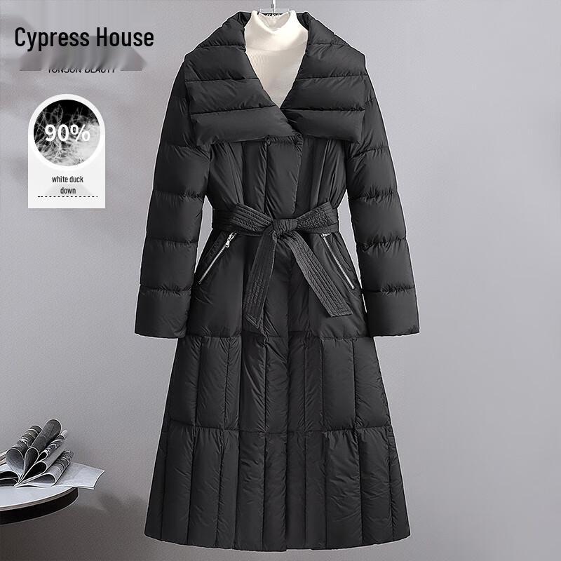 Women s Winter Lapel Tie-Waist Down Jacket L