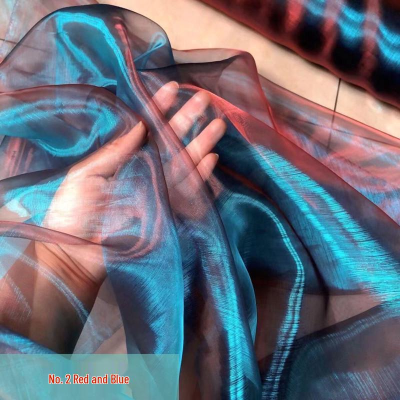 Iridescent Two-Tone Gradient Organza Pearl Gauze for Performance Costumes, Weddings, and Kindergarten Events