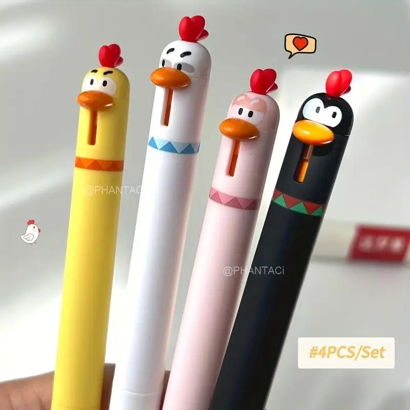 

4/8pcs Duck And Chick Gel Pen Creative Duck Rotate Gel Pen Chick Press Gel Pen Black Writing Pen Office Supplies Small Gift