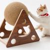 Triangle Wooden Cat Toy with Natural Sisal Rope Ball Durable Interactive Scratching and Playing Station for Cats