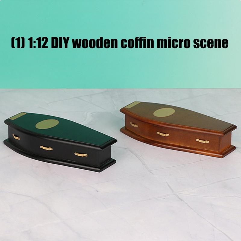 Wood Doll House Coffin Model Figure Craft Model Project Creative Decoration For Enthusiast And Parent Child Pretend Play