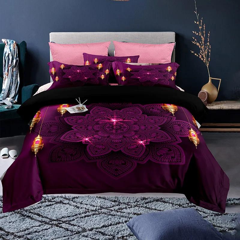 Ramadan Duvet Cover King Queen Religious Themed Quilt Cover Muslim Believer Polyester Bedding Set Pillowcases Brownish Yellow