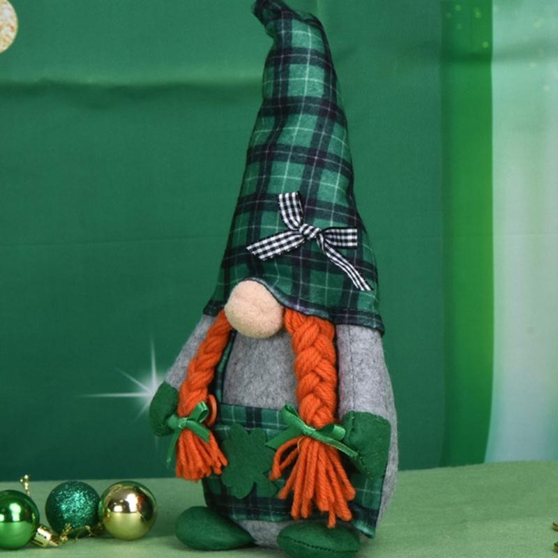 Patricks Day Gnome Standing Irish Faceless Doll Plush Decorations Handmade Party Decor for Kids Gift Desktop Ornaments
