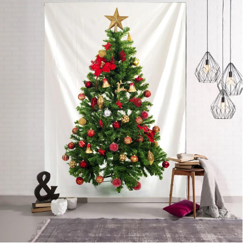 New Year Christmas Tree Tapestry Ornament Wall Hanging Tapestry Carpet Xmas Home Deocr Yoga Pad Bedspread Beach Mat Gift