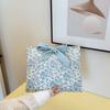 1PC Floral Quilted Makeup Bag with Bow Large Capacity Multifunctional Practical Lightweight College Style Unsealed Lined Purse