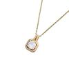 Super Shiny Colorful Square Diamond Necklace: Elegant Seven-Color Zirconia Collarbone Chain