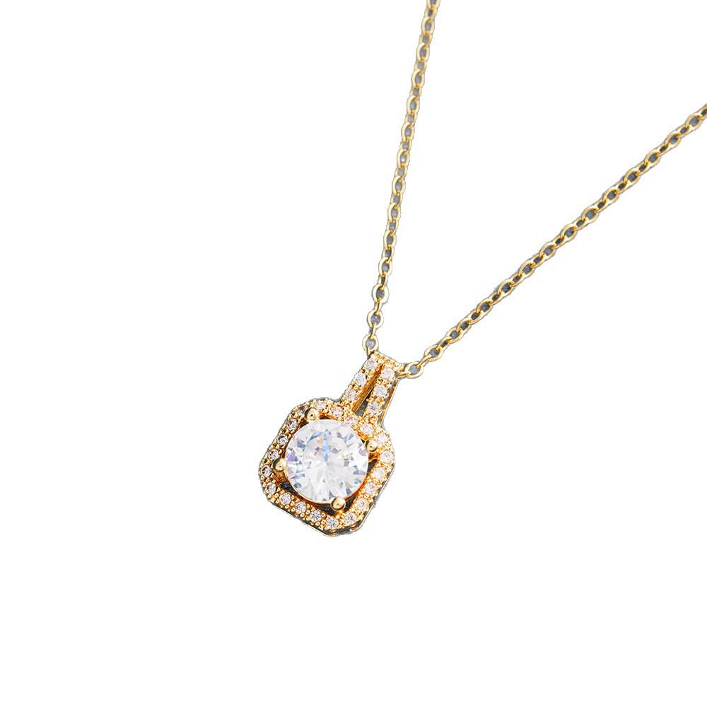 Super Shiny Colorful Square Diamond Necklace: Elegant Seven-Color Zirconia Collarbone Chain