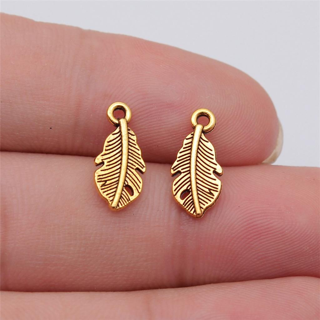 Feathers Leaf Nature Charm Antique Bronze Zinc Alloy Jewelry Making Supplies Bracelet Making Style Pendants