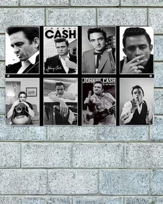 Johnny Cash Collage Schild Aluminium Metall x Garage Man Cave Aluminium