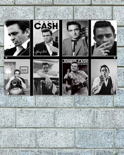 Johnny Cash Collage Sign Aluminum Metal x Garage Man CaveAluminum 20x30cm（7.8x11.8inch）