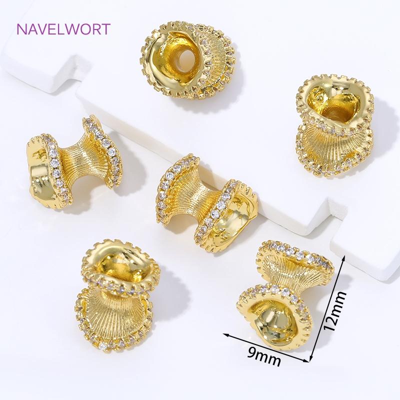 1/3/5Pcs 18K Gold Plated Spacer Beads For Jewelry,Brass Decorative Beads,Separators For Beads,DIY Jewelry Making Accessories