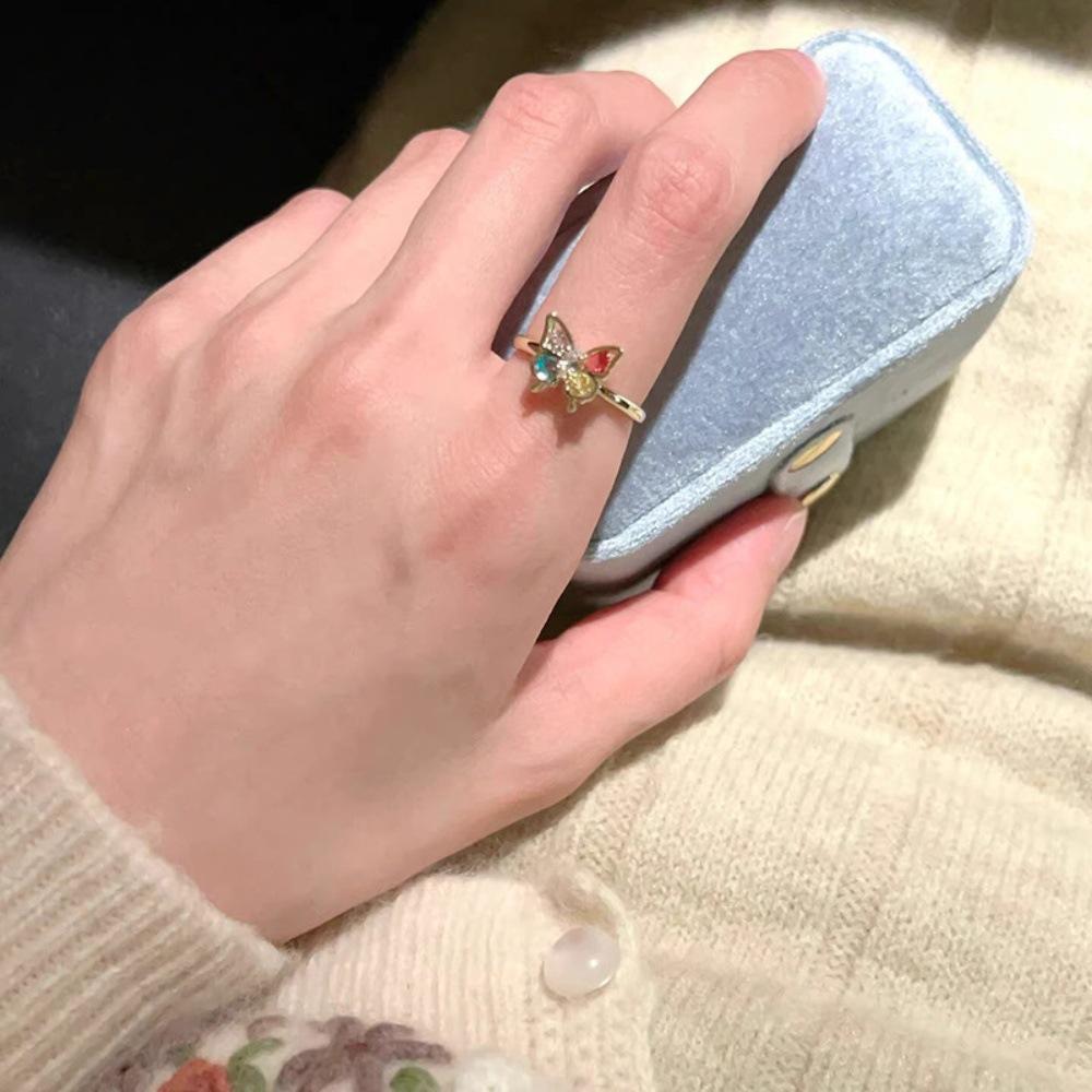 Purple Enamel Butterfly Ring - Luxurious and Vibrant, Versatile, Non-Fading Design for Women