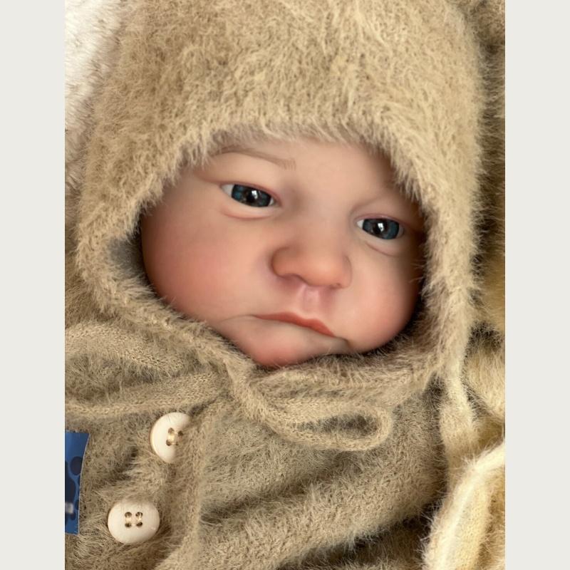 Panenka 19palcová Reborn Baby Doll Levi Twins Plyšová tělíčko Otevřené nebo zavřené oči Novorozená panenka 3D malovaná pokožka Viditelné žíly Figurky Hračky pro panenky pro děti