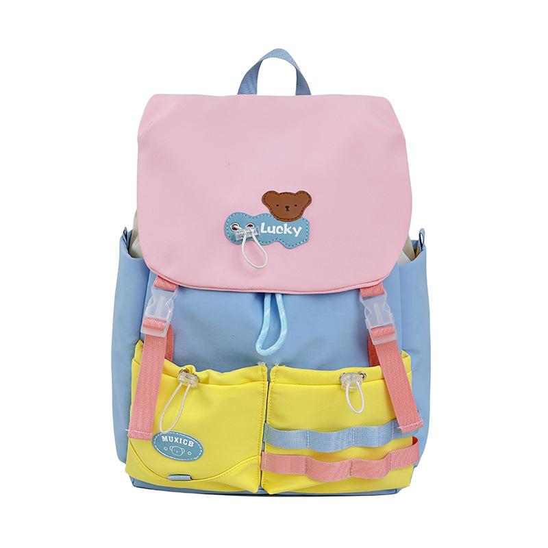 Korean version of fashion backpack large-capacity student tutoring bag female high-value versatile contrasting color cute girl bag