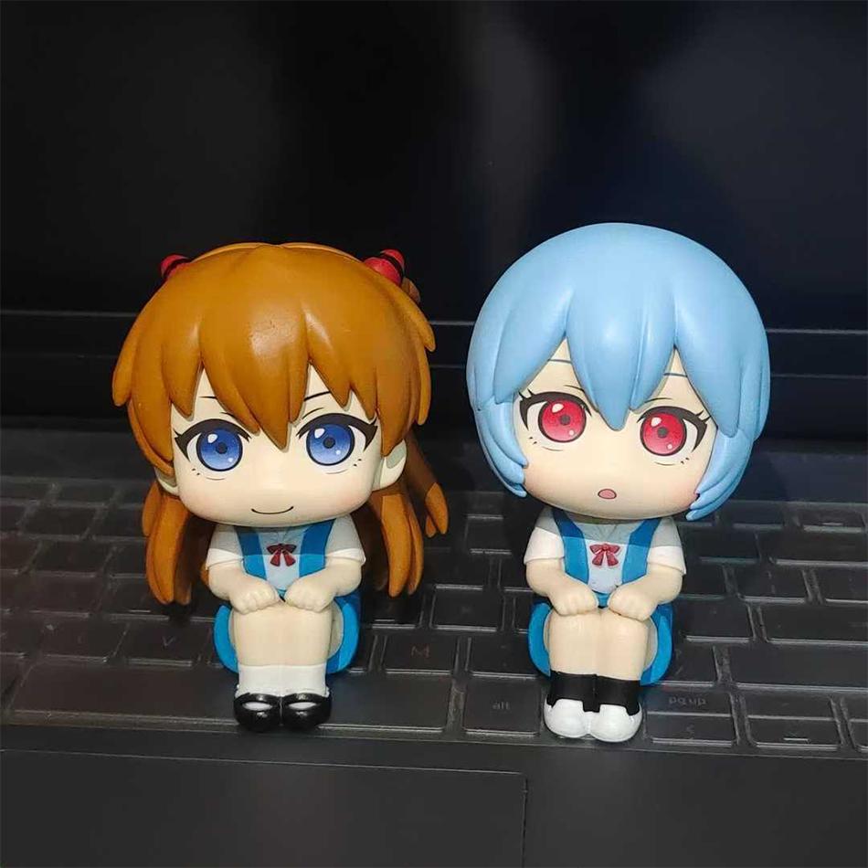 Theeva 10Cm Anime Evangelion Ayanami Rei Figure Souryuu Asuka Langley Look Up  Sitting Model Toy Doll Aciton Figure Pvc Ornament