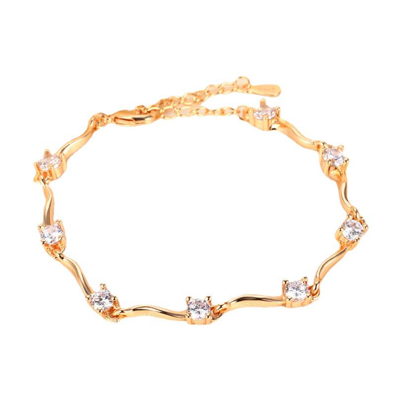 Luxury European Style Wave Rhinestone Bracelet for Women: Simple, Fashionable, and Versatile.