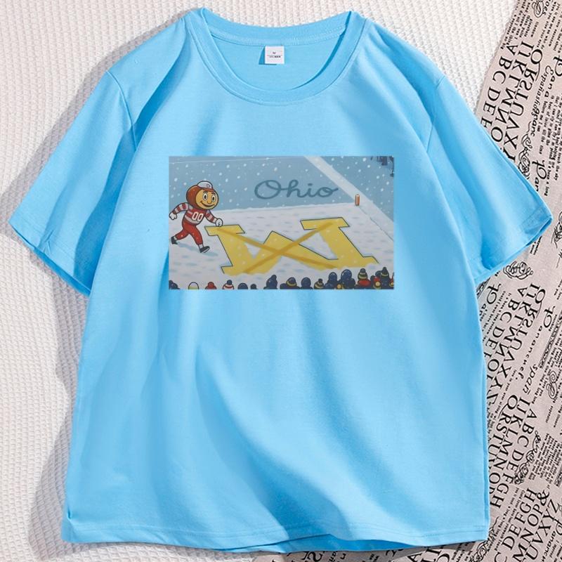 

OhioBrutus Snow Football TShirt Men Women Loose Short Sleeve High Quality Tshirt Cotton Printed Causal Tees Streetwear 4XL