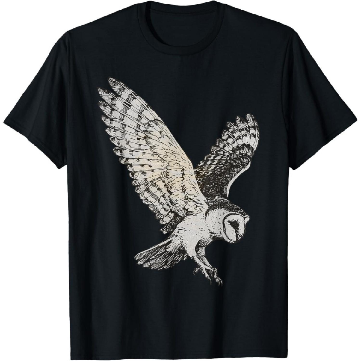 Vintage Aesthetic Nocturnal Birds Of Prey Night Flying Owl T-Shirt S